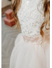 Ivory Lace Tulle Handkerchief Hem Flower Girl Dress Ivory Lace Tulle Handkerchief Hem Flower Girl Dress